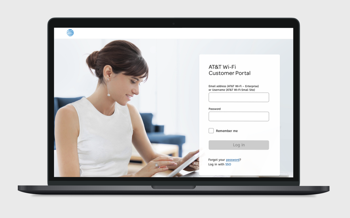 Screenshot of log in screen for the AT&T Wi-Fi Portal