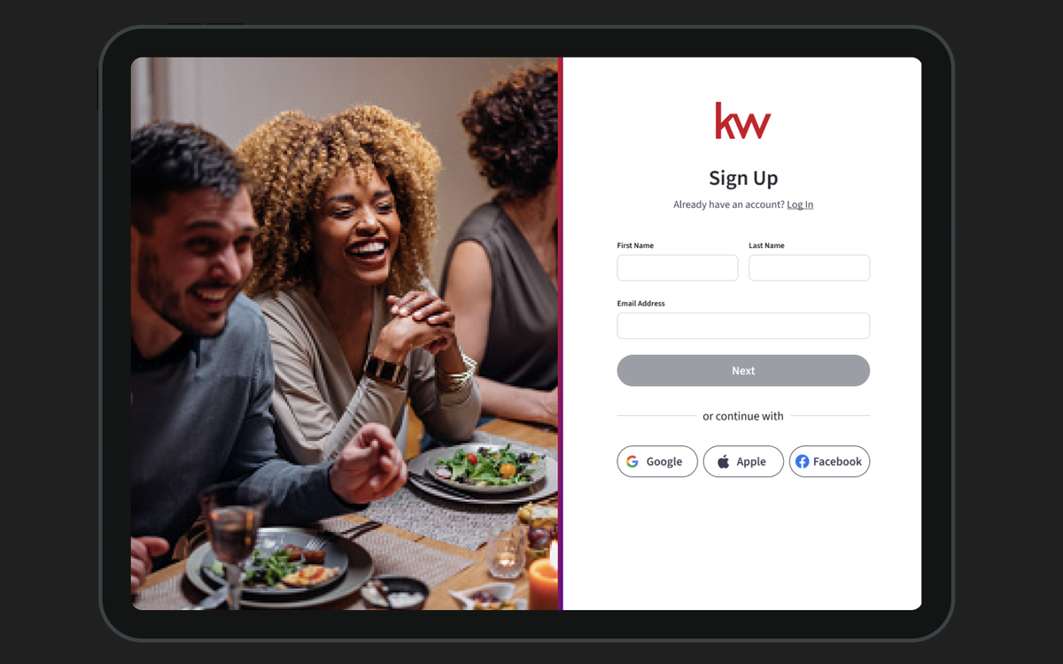 Screenshot of login screen for Keller Williams