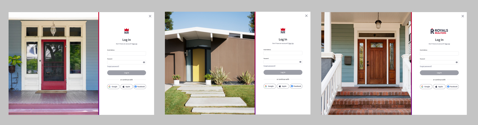 Log in screen for an agent
					site