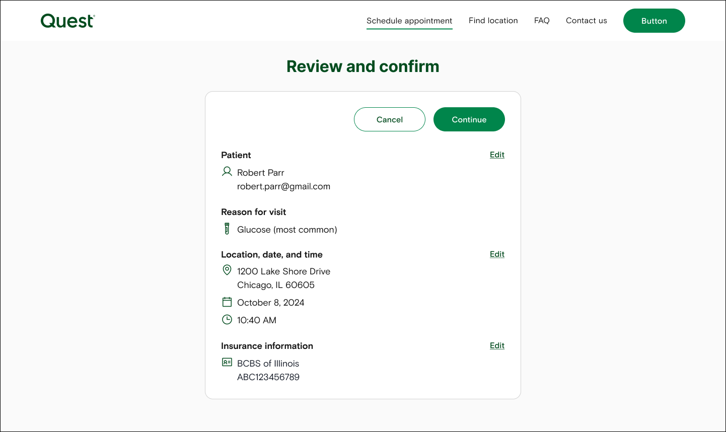 After: the review screen without a map and updated verbiage.
