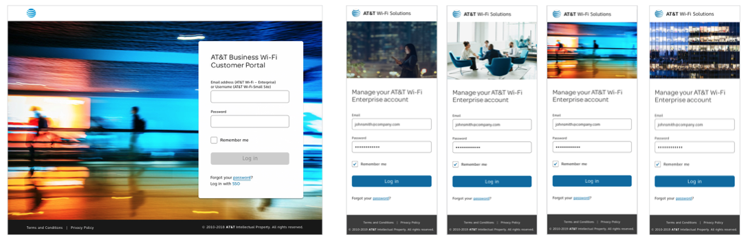 New log in screens for desktop and mobile