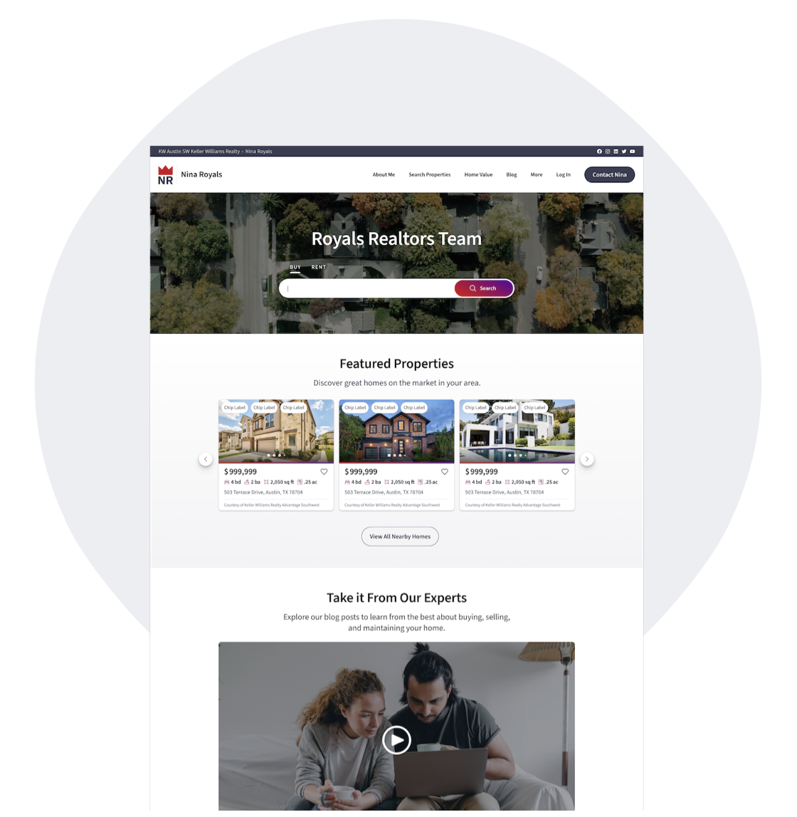 A screenshot of the redesigned agent sites